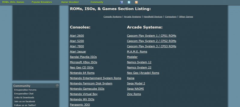 Screenshot of https://www.emuparadise.me/roms-isos-games.php