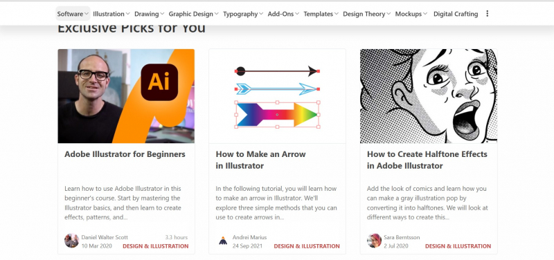 Screenshot of https://design.tutsplus.com/categories/adobe-illustrator