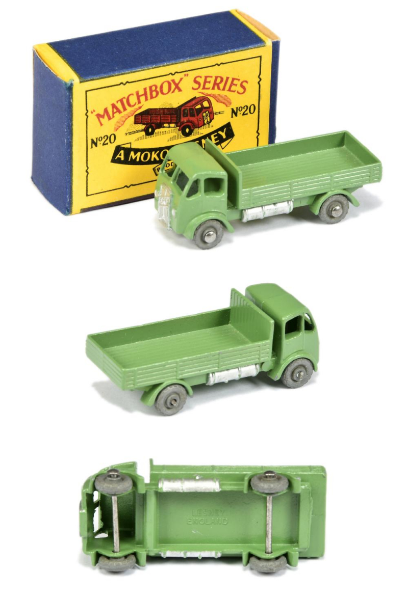 A lime green ERF Dropside lorry (invaluable.com)
