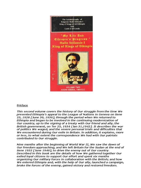Autobiography of Haile Selassie 1st Emperor of Ethiopia Vol 2 - Photo: https://fr.scribd.com/