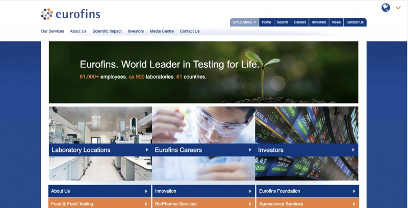Screenshot of https://www.eurofins.com/
