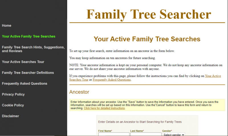 Screenshot of https://www.familytreesearcher.com/