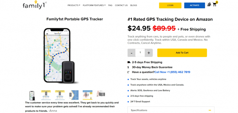 Family1st Portable GPS Tracker. from https://family1st.io/products/portable-small-gps-tracker/