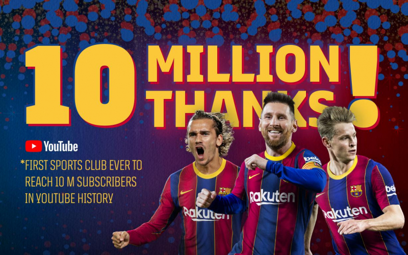 FC Barcelona, first sports club in the world to have over 10 million subscribers on YouTube -  FC Barcelona