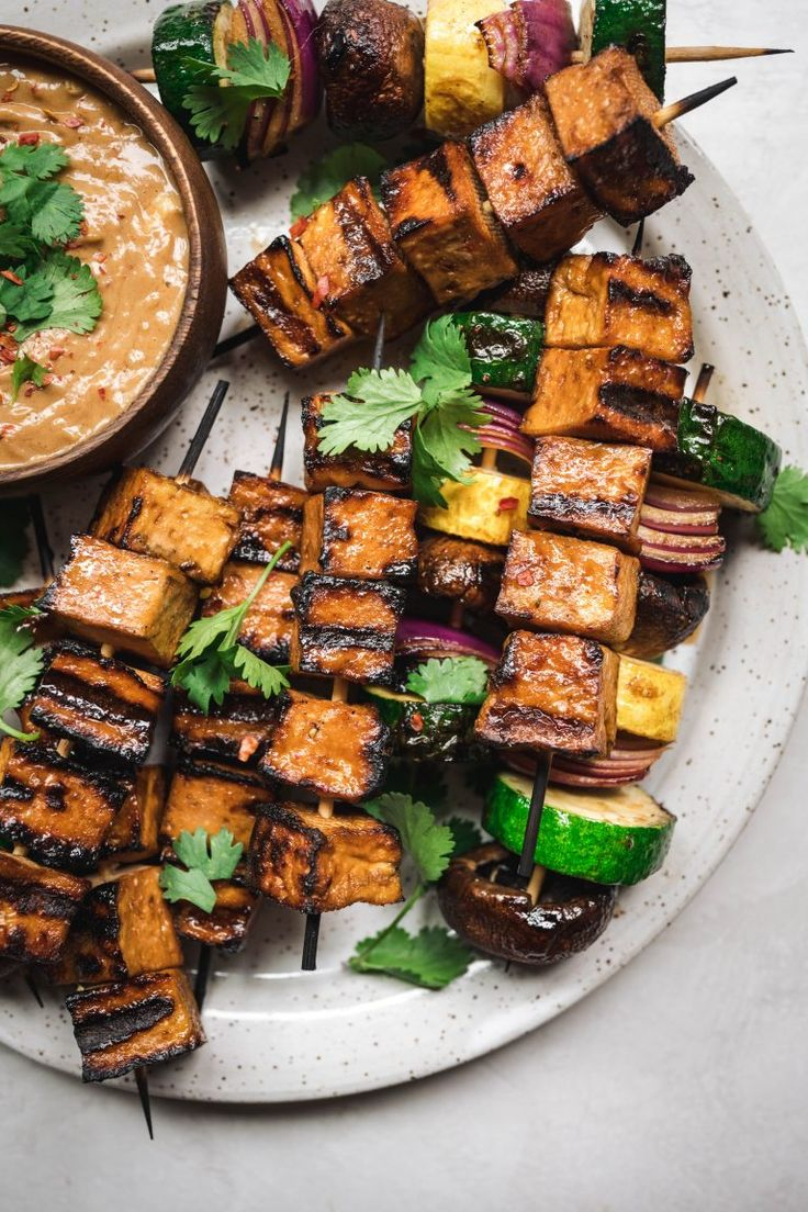 Grilled Tofu Kebabs with Peanut Sauce (Via: Pinterest)