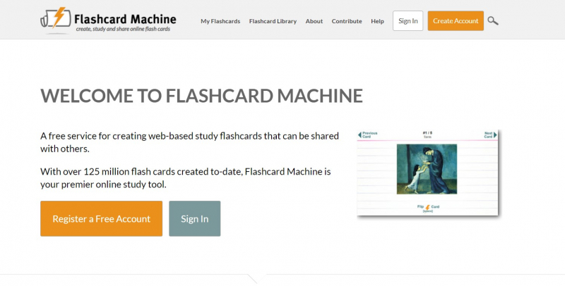 Screenshot of https://www.flashcardmachine.com/