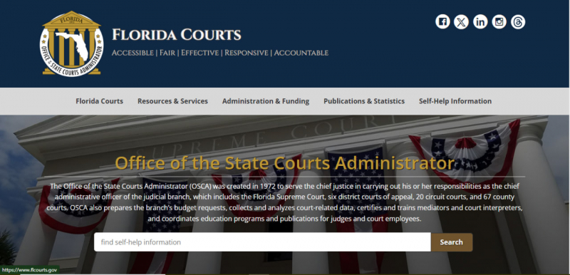 Screenshot of https://www.flcourts.gov/