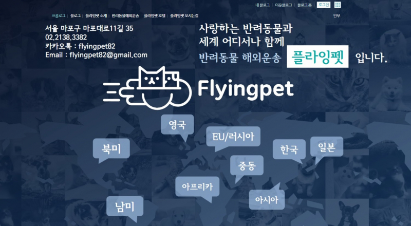 Screenshot of https://blog.naver.com/flyingpet82