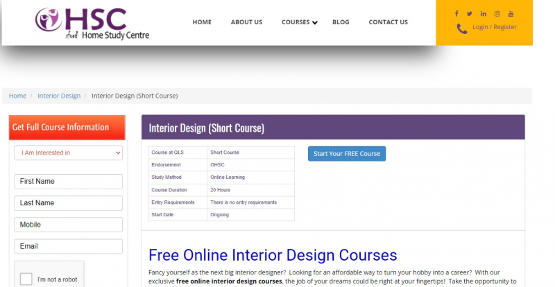 The Oxford Home Study Center prides itself on being one of the best online offering a range of short courses in interior design- Screenshot photo