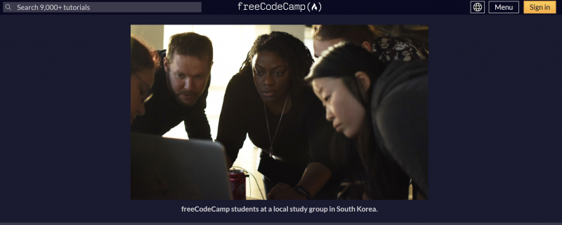 Screenshot of https://www.freecodecamp.org/