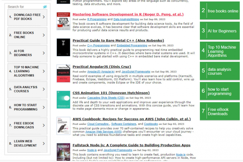 Screenshot of https://freecomputerbooks.com/