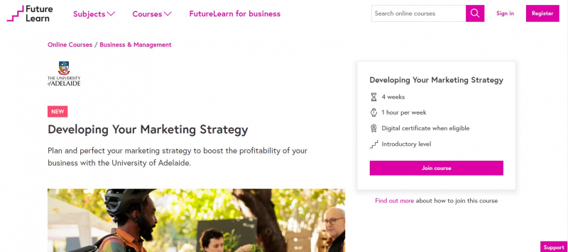 Screenshot of https://www.futurelearn.com/courses/developing-your-marketing-strategy