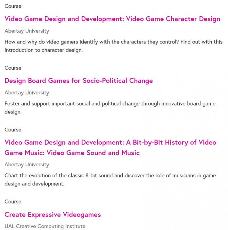 FutureLearn's game design courses