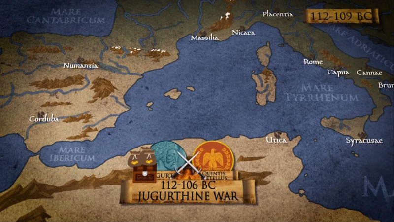 Map of the battle of Jugurthan War - Photo: https://vignette.wikia.nocookie.net/