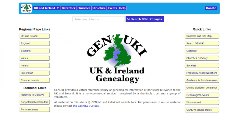 Screenshot of https://www.genuki.org.uk/