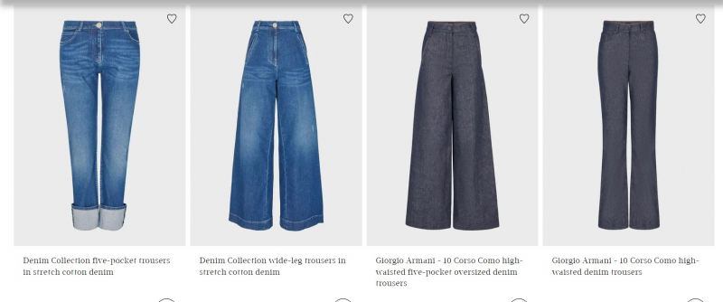 Screenshot of https://www.armani.com/en-us/giorgio-armani/woman/clothing/jeans