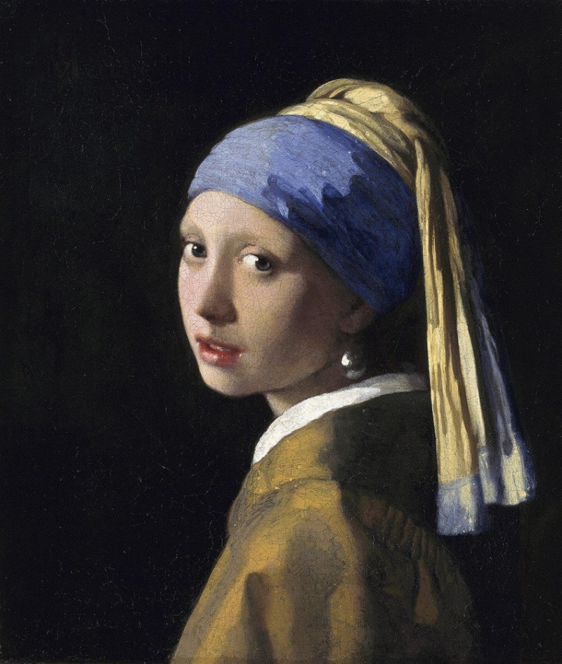 Girl with a Pearl Earring (c. 1665) by Johannes Vermeer; Johannes Vermeer, Public domain, via Wikimedia Commons