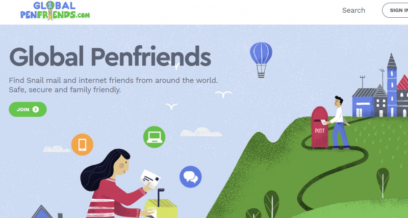 Screenshot of https://www.globalpenfriends.com/