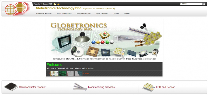 Screenshot of http://www.globetronics.com.my/