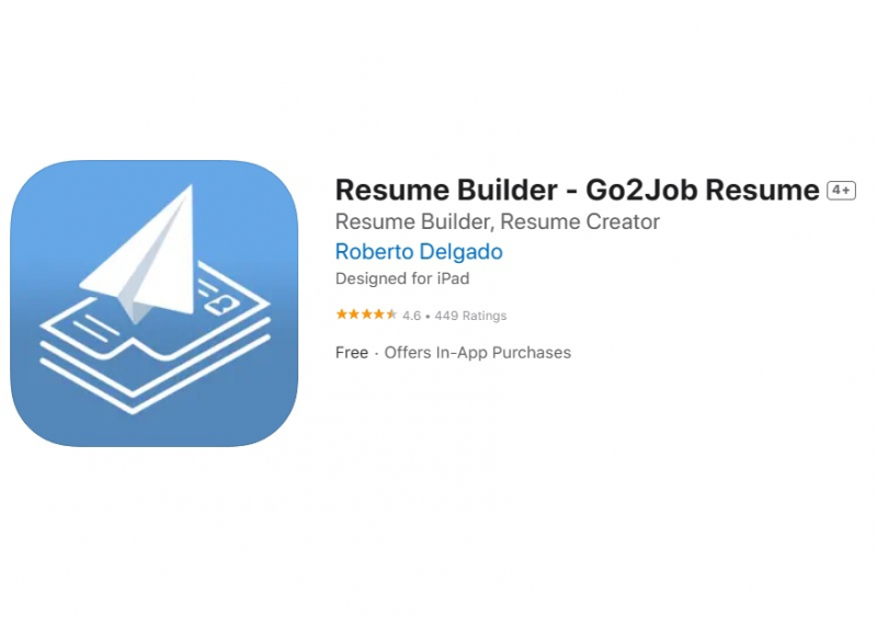 Screenshot via https://apps.apple.com/us/app/resume-builder-go2job-resume/id1258000263?ign-mpt=uo%3D4