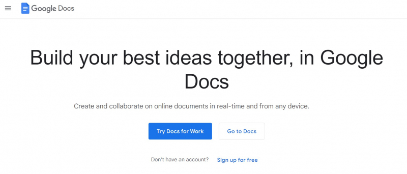 Google Docs- Best App for Building ideas together