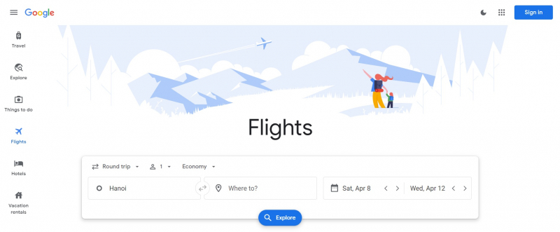 Google Flight website (www.google.com/travel/flights)