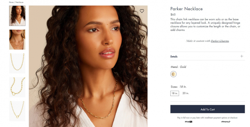 Screenshot of https://www.gorjana.com/products/parker-necklace