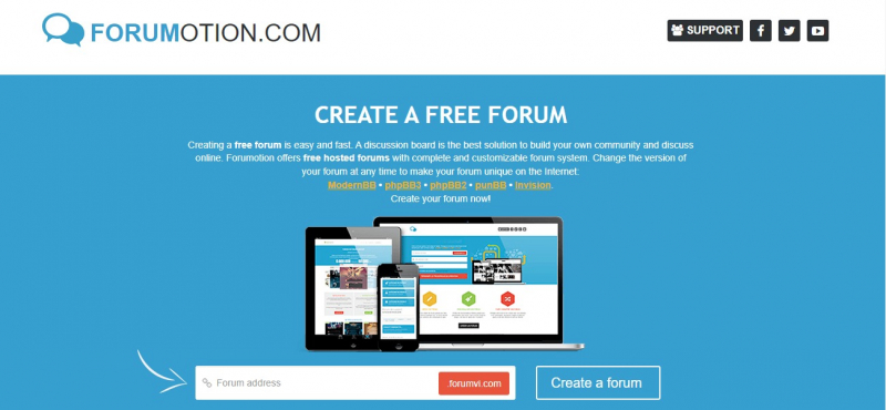 Screenshot of https://www.forumotion.com/