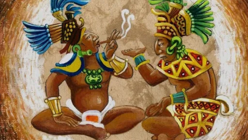 Mayans Consuming Tobacco in a Ritual - Wikimedia Common
