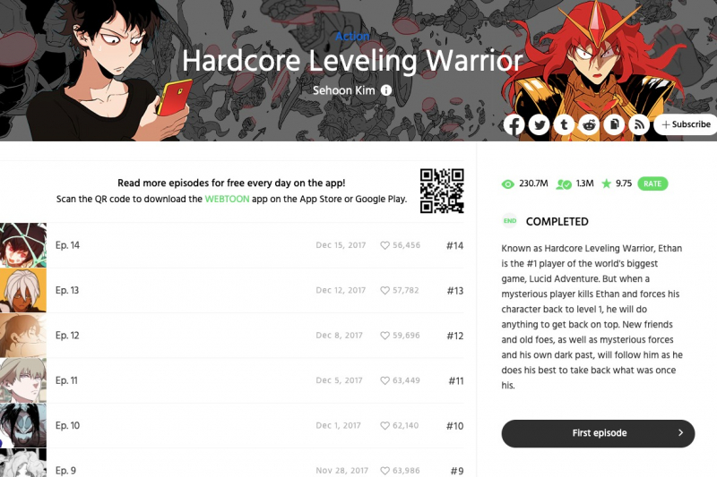 Screenshot via www.webtoons.com/en/action/hardcore-leveling-warrior