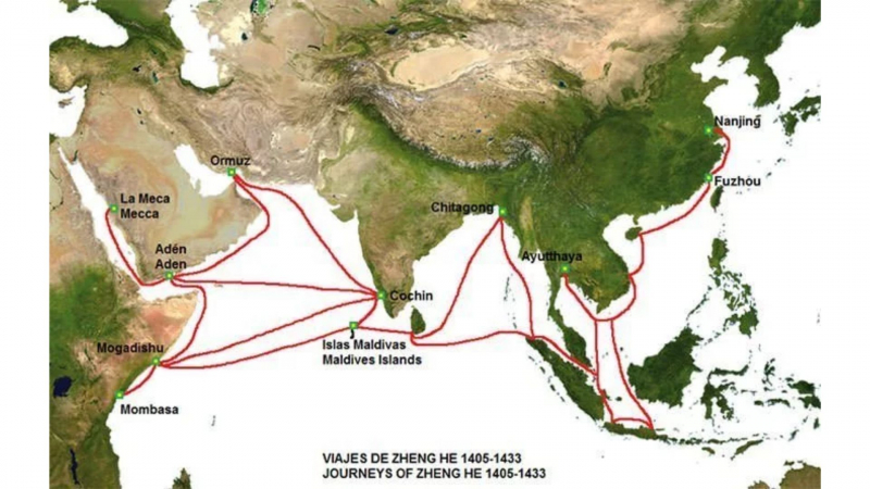 The route of the seven voyages of Zheng He’s fleet - learnodo-newtonic.com