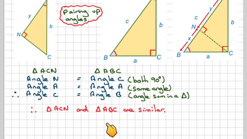 Proof of Pythagoras theorem using similar triangles -Photo: youtube.com