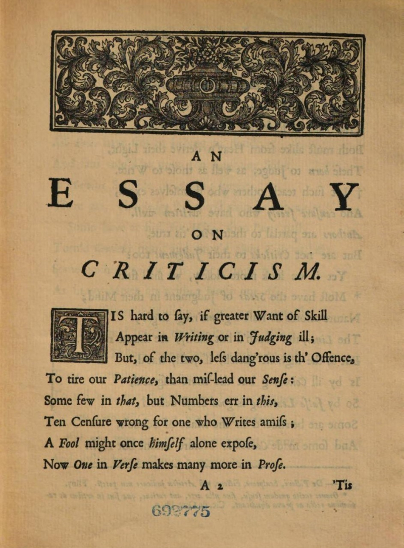 An Essay on Criticism -Photo: en.wikisource.org