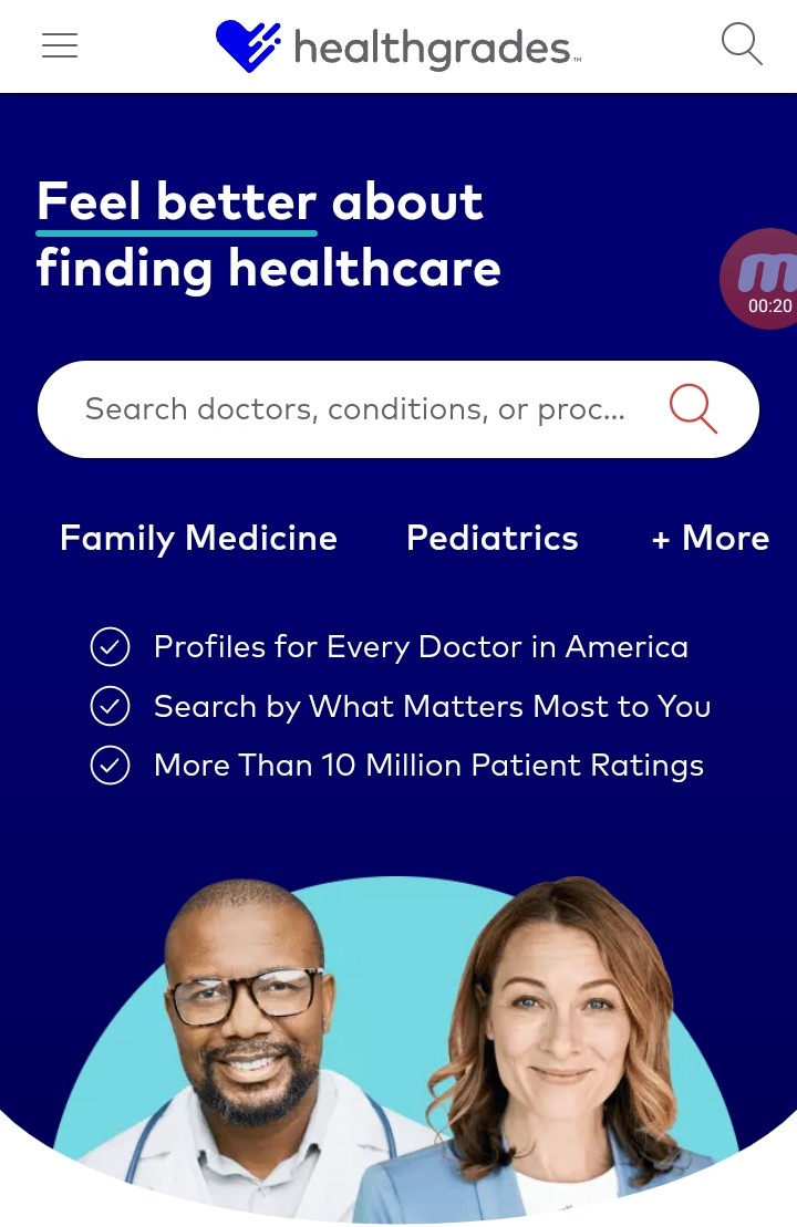 Screenshot of https://www.healthgrades.com/