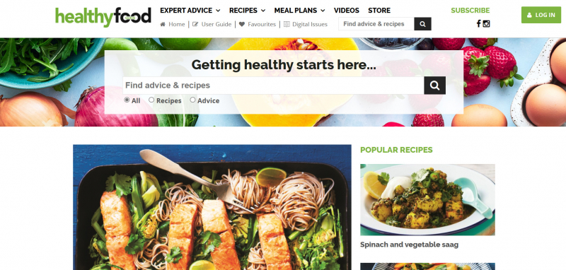 Screenshot of https://www.healthyfood.com/