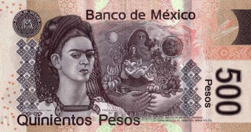 Frida on the Mexican 500 pesos notes -- www.shutterstock.com