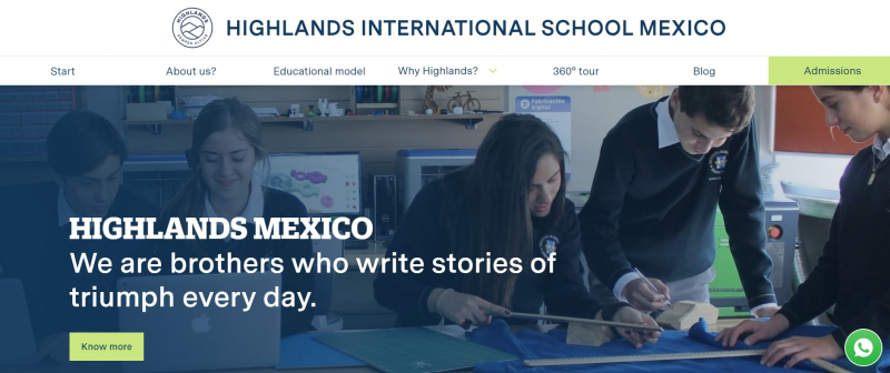 Screenshot of  https://www.highlands.edu.mx/
