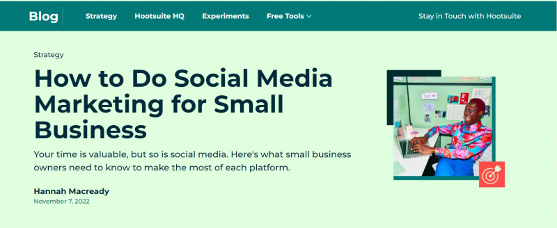 Screenshot of https://blog.hootsuite.com/social-media-tips-for-small-business-owners/