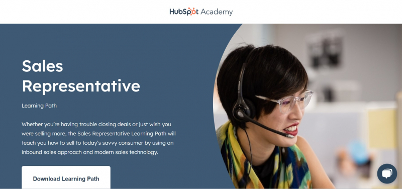 Screenshot of https://academy.hubspot.com/learning-paths/sales-representative