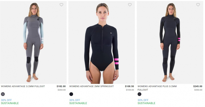 Screenshot via https://www.hurley.com/collections/womens-wetsuits