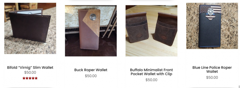 Screenshot of https://hutchleatherworks.com/shop-by-category/wallets/