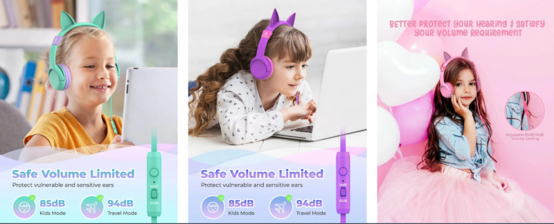 Screenshot of https://iclever.com/products/iclever-hs01-food-grade-kids-headphones-with-microphone-85-94db-volume-limiter-cat-ear
