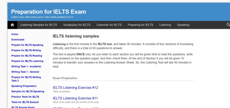 Screenshot of https://www.ielts-exam.net/