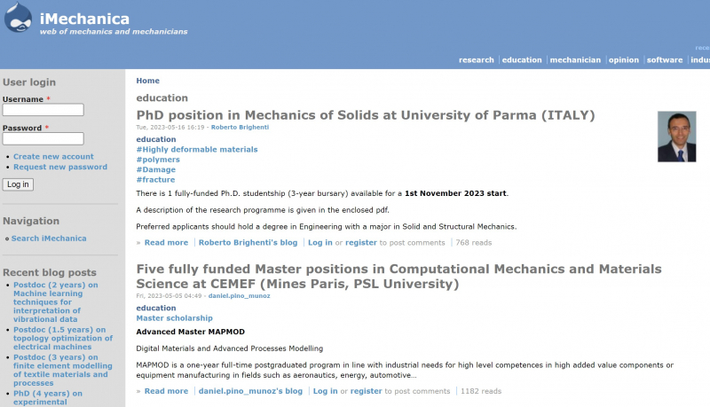 Screenshot of  https://imechanica.org/
