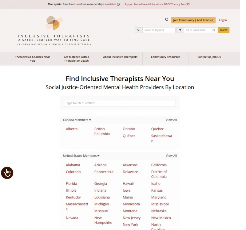 Screenshot via https://www.inclusivetherapists.com/