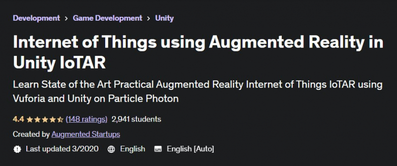 Screenshot of https://www.udemy.com/course/internet-of-things-using-augmented-reality-and-unity-iotar