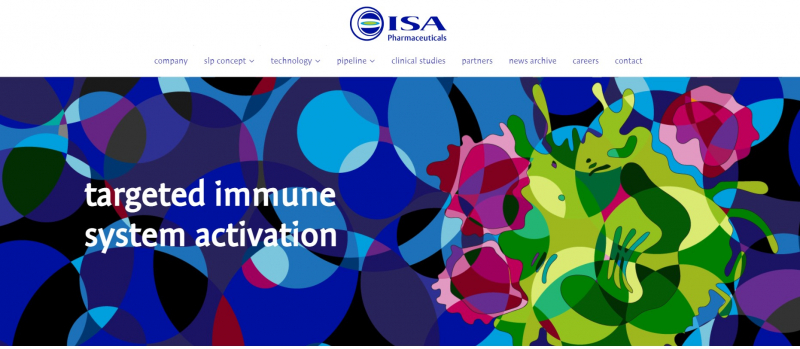 Screenshot of ISA Pharmaceuticals website