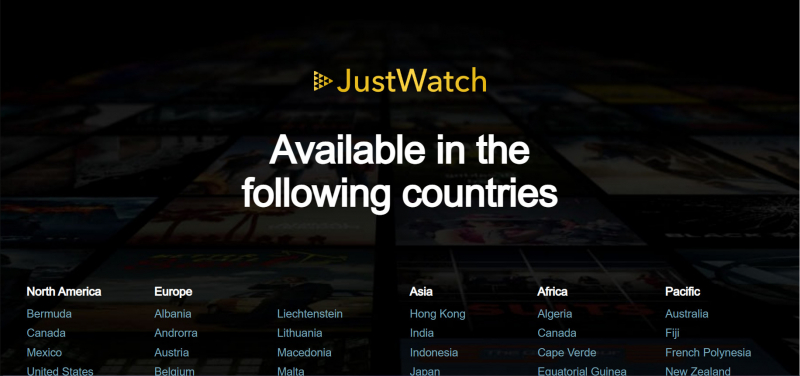 Screenshot of https://www.justwatch.com/