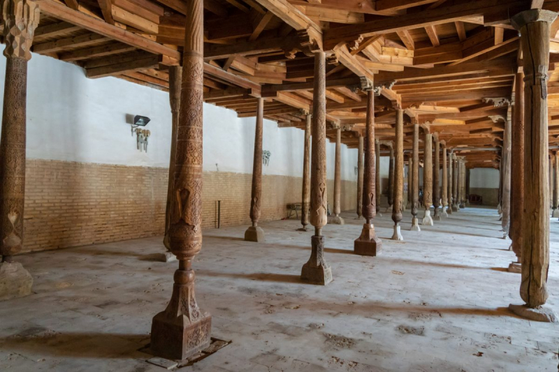 Carved pillars at Juma Mosque in Khiva  Khiva - Photo: horizonguides.com