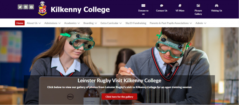 Screenshot of https://www.kilkennycollege.ie/
